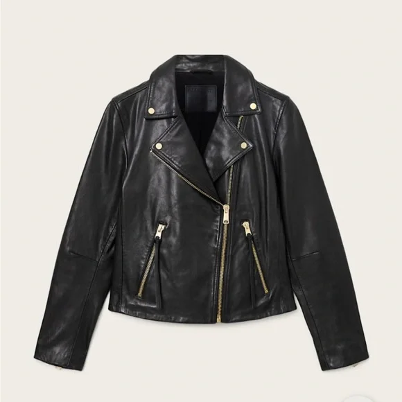 All Saints Dalby Leather Biker Jacket - Picture 1 of 14